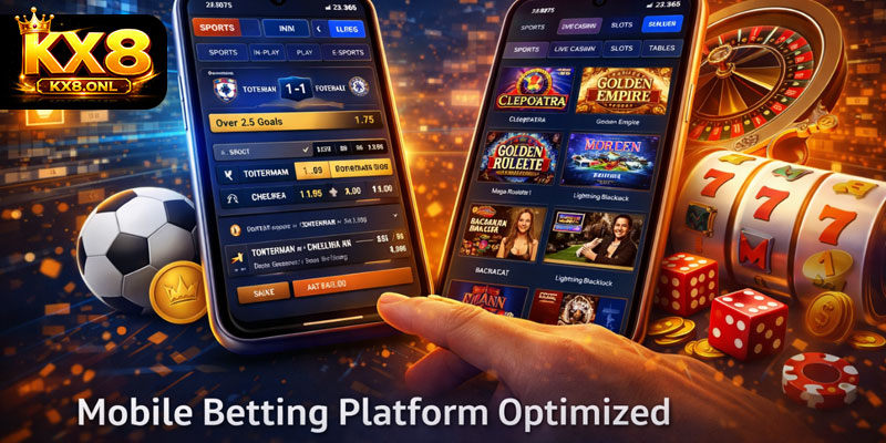 KX8 sports betting markets and casino games options display