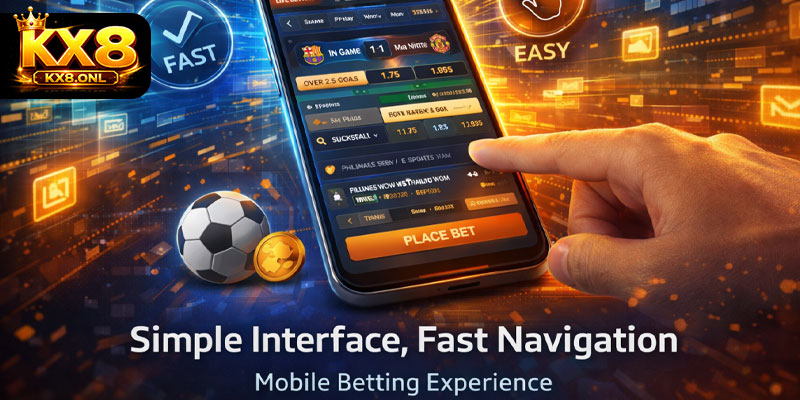 KX8 features simple interface fast navigation mobile betting experience