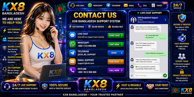 KX8 Contact Us Bangladesh support system fast response secure help service