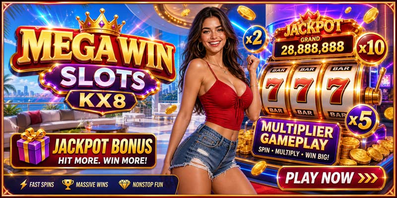 Mega Win Slots KX8 spinning reels multiplier bonus jackpot gameplay