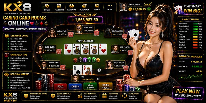 Casino card rooms online KX8 live dealer real time gameplay interface