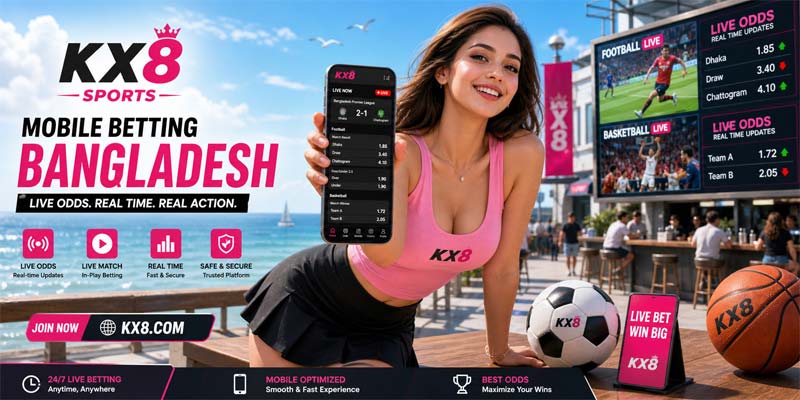 kx8 Sports mobile betting bangladesh live odds real time gameplay interface